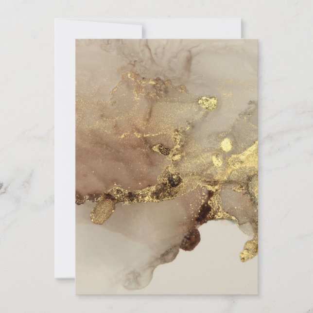 Aquarelle avec Faire-part de mariage Gold Flake (Devant)