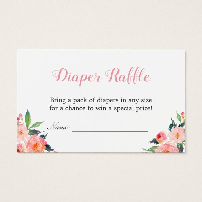 Aquarelle Baby shower floral Déchets rabat Billet (Devant)