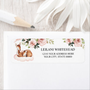 Aquarelle Baby shower floral rose cerf