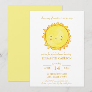 Aquarelle Baby shower solaire Invitation Neutre