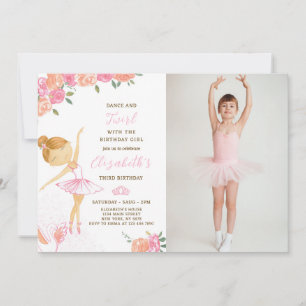 Aquarelle Ballerina Invitation Anniversaire Avec P
