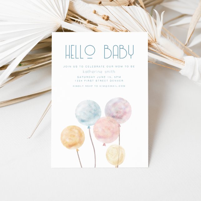 Aquarelle Balloon Thème Baby shower Invitation (Créateur téléchargé)