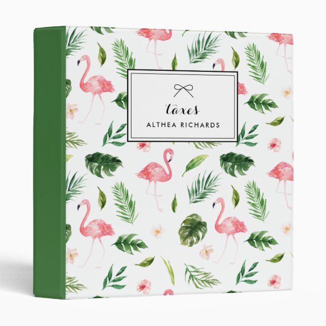 Aquarelle Banana Feuille Motif Tropical Classeur (Devant/Côté)