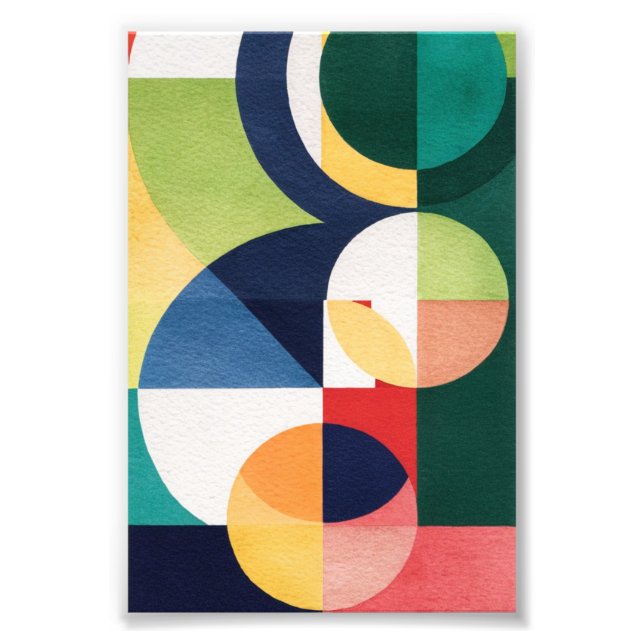 Aquarelle Bauhaus - Poster vert géométrique (Devant)