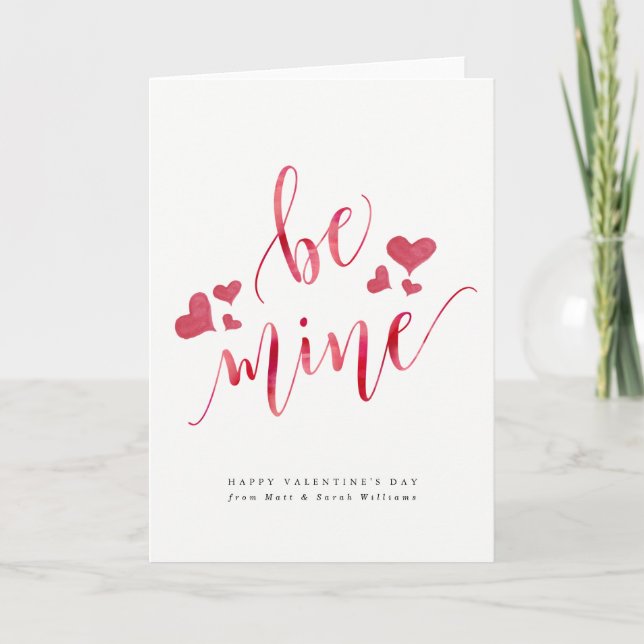 Aquarelle Be Mine Carte Saint Valentin (Devant)