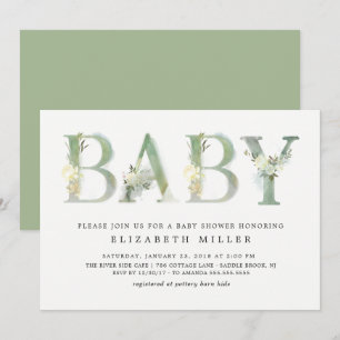 Aquarelle Bébé botanique ・ Invitation Baby shower