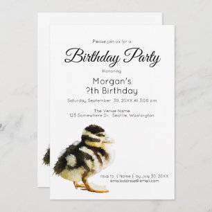 Aquarelle Bébé Canard Anniversaire Fête Invitation