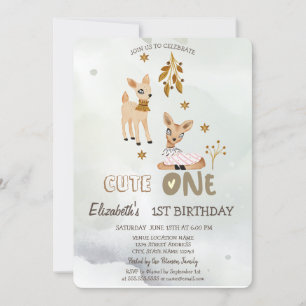 Aquarelle Bébé Cerf Vert 1ère invitation