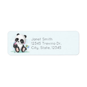 Aquarelle Bébé Panda Ours avec papillons