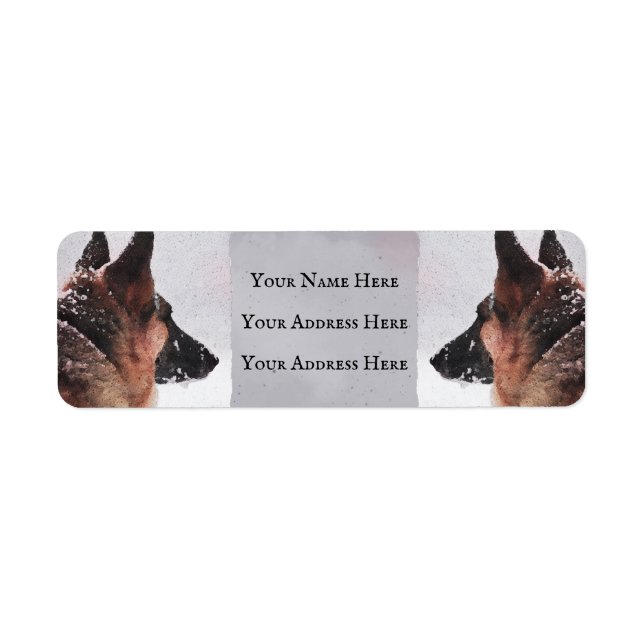 Aquarelle bergère allemande en hiver (Devant)