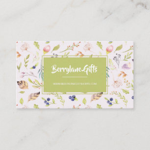 Aquarelle Berries & Feathers Carte de visite