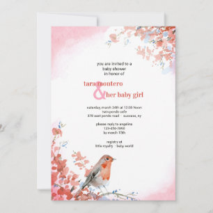 Aquarelle Bird dans Invitation rose