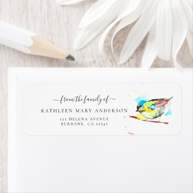 Aquarelle Bird In Love Mémoire Funérailles (En situation)