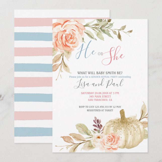 Aquarelle Blanc Automne Genre Reveillez Invitation (Devant / Derrière)
