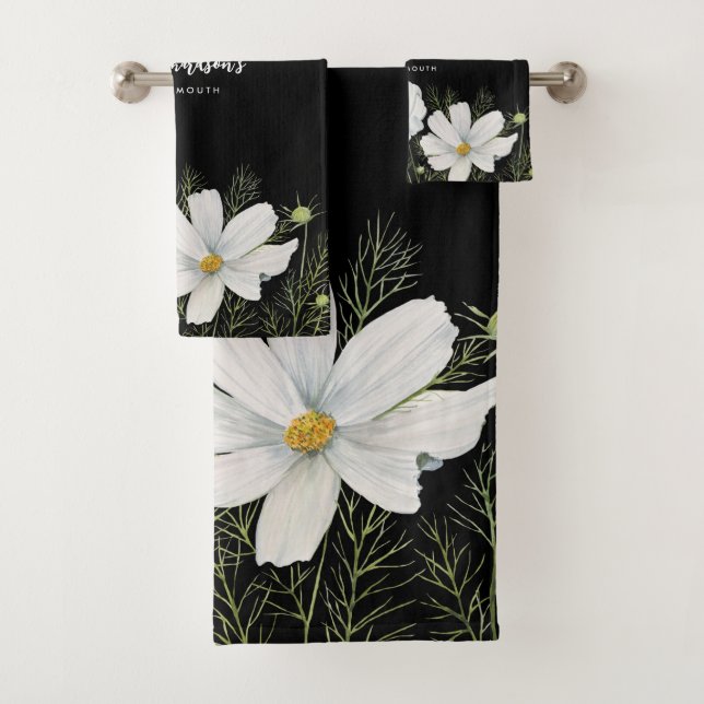 Aquarelle Blanc Cosmos Fleurs Peinture Botanique (En situation)