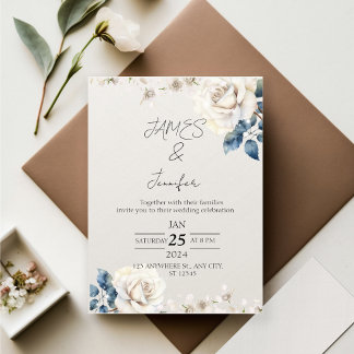 aquarelle blanc fleurs invitations de mariage