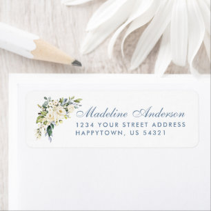 Aquarelle Blanc Floral Dusty Blue Mariage