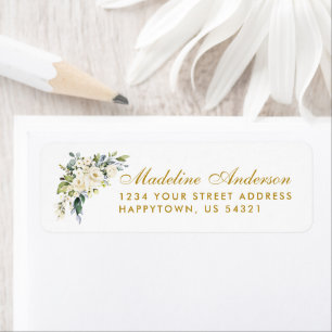 Aquarelle Blanc Floral Dusty Blue Mariage Gold