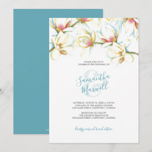 Aquarelle Blanc Floral Invitations de mariage