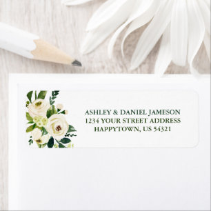 Aquarelle Blanc Floral Vert Adresse