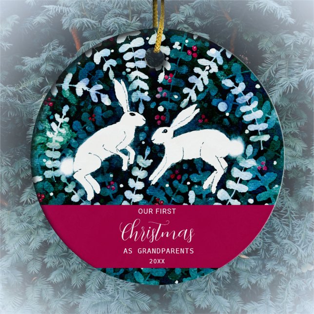 Aquarelle Blanc lapins ornement de Noël (Créateur téléchargé)