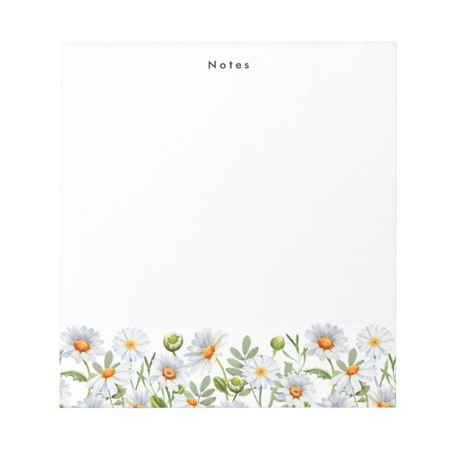 Aquarelle blanc marguerite florale Bloc-notes pers (Devant)