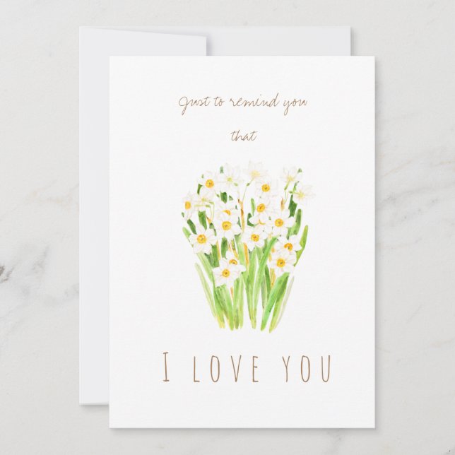 aquarelle blanc narcisse fleurs carte de voeux (Devant)