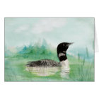 Aquarelle blanche Loon Oiseau Nature Art