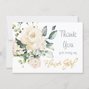 Aquarelle blanche roses Fleur Carte de remerciemen