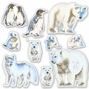 Aquarelle blanche rustique Animaux Stickers de vin