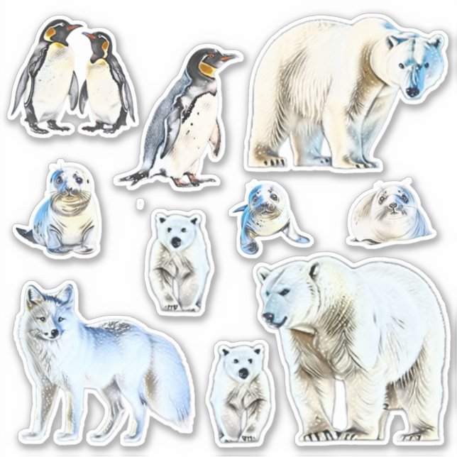 Aquarelle blanche rustique Animaux Stickers de vin (Devant)
