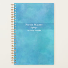 Aquarelle bleu Aqua Planificateur personnalisé