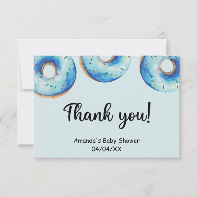 Aquarelle bleu beignets carte de remerciements (Devant)