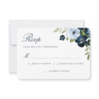 aquarelle bleu bleu floral marine carte RSVP