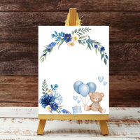 Aquarelle Bleu Bleu Poster de l'ours en peluche