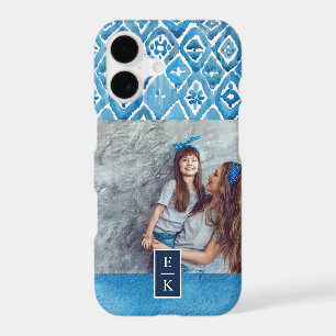 Aquarelle bleu Boho Imprimer   Photo monographique