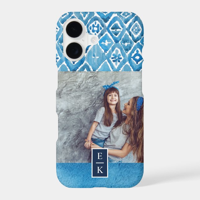 Aquarelle bleu Boho Imprimer | Photo monographique (Verso)