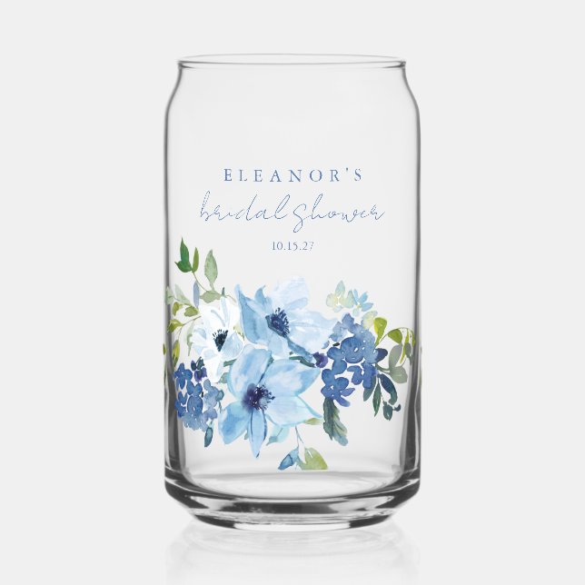 Aquarelle bleu clair Fête des mariées florale pers (Recto)