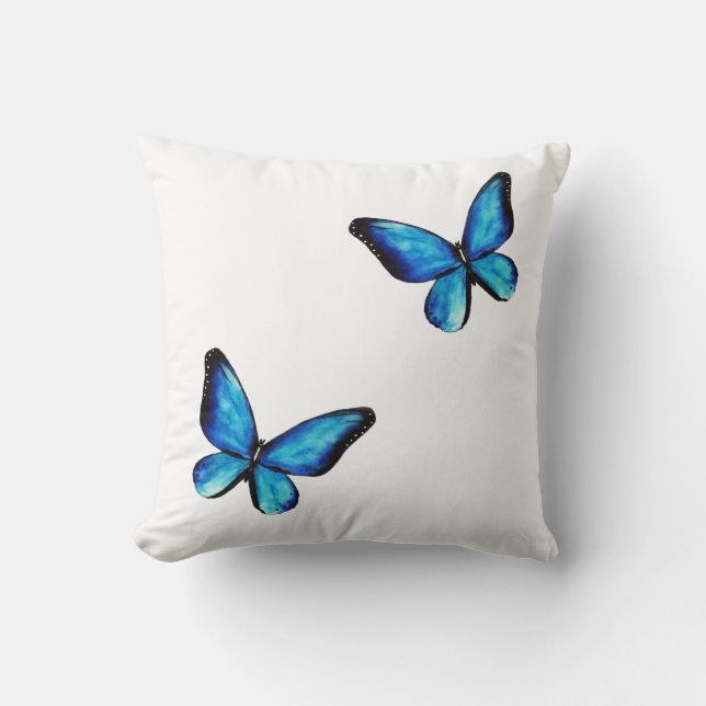 Aquarelle bleu de papillon d'eau Jeter oreiller (Recto)