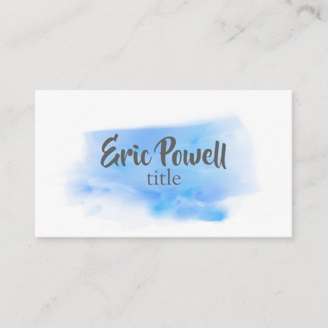 aquarelle bleu design carte de visite personnalisé (Devant)