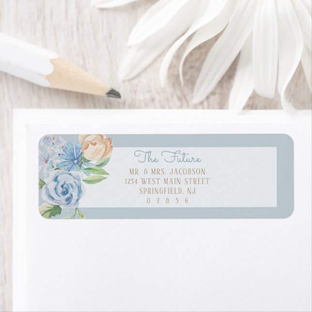 Aquarelle bleu doux floral esquissé (En situation)