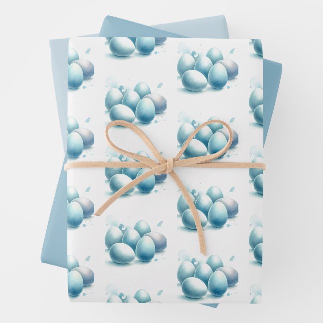 Aquarelle bleu doux OEufs de Pâques Papier d'envel (En situation)