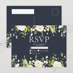 Aquarelle bleu et blanc Floral Drop Pas de menu RS