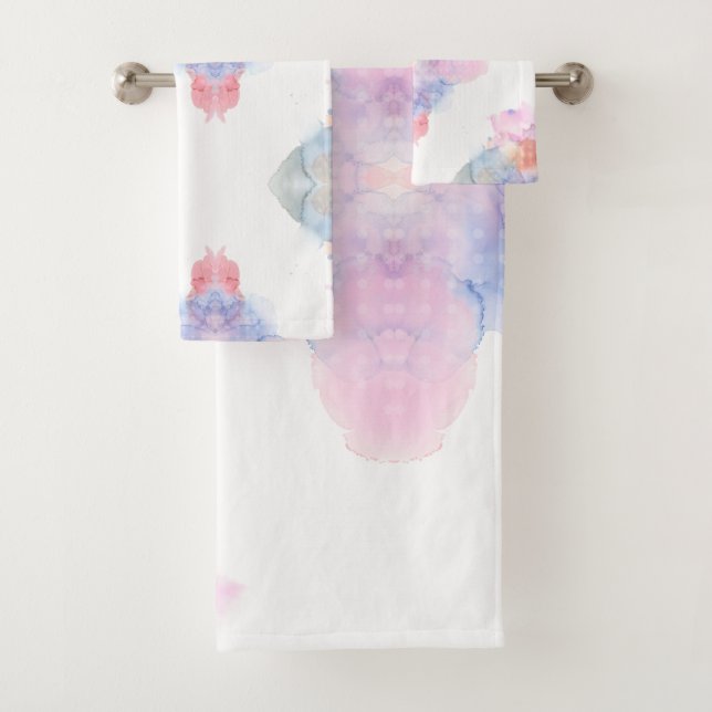 Aquarelle bleu et rose de l'artiste (En situation)