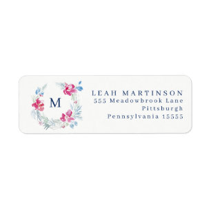 Aquarelle bleu et rose Fleur Wreath