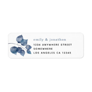 Aquarelle bleu Feuilles Noms de retour Adresse
