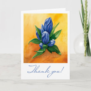 Aquarelle Bleu Fleur - Carte de remerciements plié