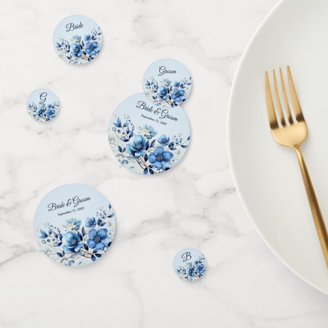 Aquarelle bleu Fleurs Table Confetti (Groupe)