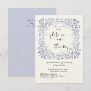 Aquarelle Bleu Floral faire-part de mariage orné