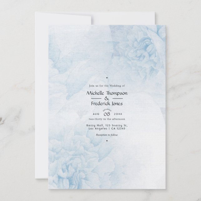 Aquarelle bleu foncé Faire-part de mariage florale (Devant)